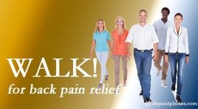 Dr. Butwell urges Georgetown back pain sufferers to walk to lessen back pain and related pain.