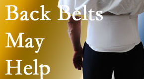 Georgetown back pain sufferers using back support belts are supported and reminded to move carefully while healing.