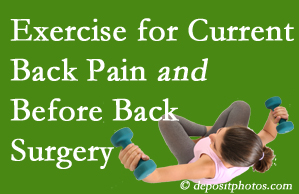 Georgetown exercise benefits patients with non-specific back pain and pre-back surgery patients though it’s not often prescribed as much as opioids.